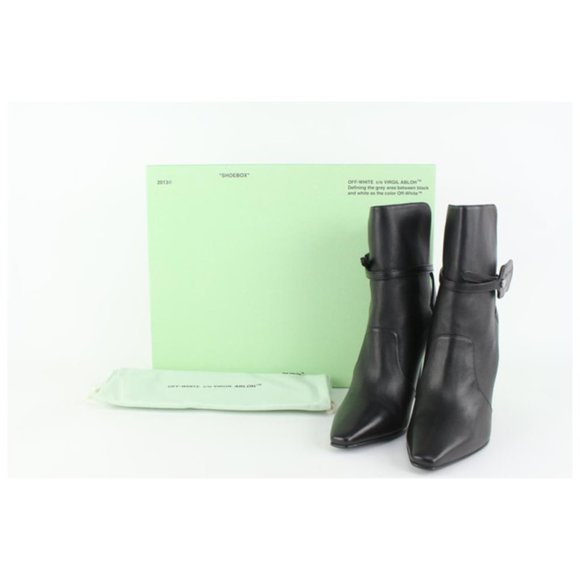 Off-White™ Sz 38 Black Leather Ziptie Bootie 106of14 - Picture 2 of 12